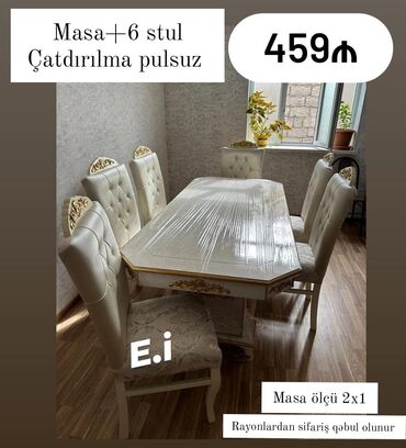 Masa və oturacaq dəstləri: Qonaq otağı üçün, Yeni, 6 stul
