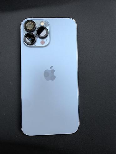 IPhone 13 Pro Max, Б/у, 128 ГБ, Голубой, Наушники, Защитное стекло, Чехол, 77 %