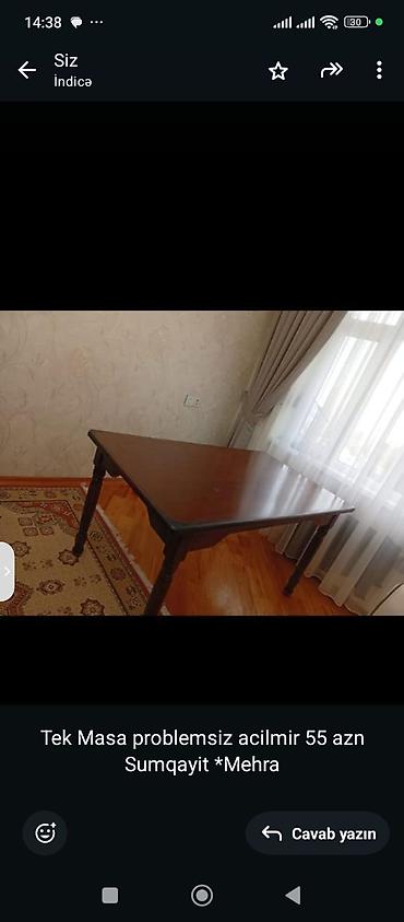 taxta asılqan: Taxta yemək/iş masası - Material: bərk taxta, tünd qəhvəyi rəng - — 2