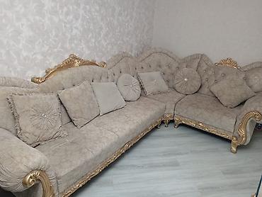 Künc divan dəsti – klassik barokko üslubunda - Rəng: bej-qızılı tonlar