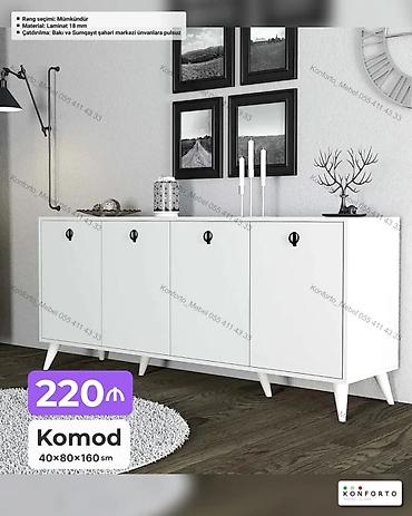 Ev və bağ: Ağ rəngli, minimalist dizaynlı komod - Ölçü: 40 × 80 × 160 sm - — 1