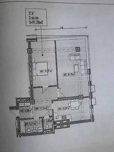 элит хаус нью йорк: 2 комнаты, 91 м², Асанбай мкр Элитка, 4 этаж, ПСО (под самоотделку) — 3