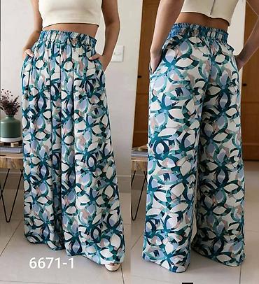 Pantalone: Ženske široke pantalone - Kroj: palazzo/široke nogavice, dužina do — 1