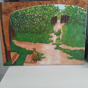 eşək şəkli: Qədim İtaliya Bağlarına Açılan Tağ 80×60 Kətan üzərində akril boya — 6