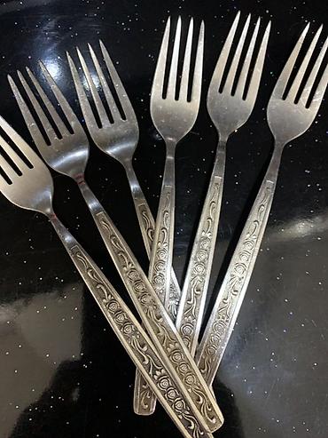 cengel: Vintage metal çəngəl və qaşıq dəsti - Material: metal (gümüşü rəng — 3