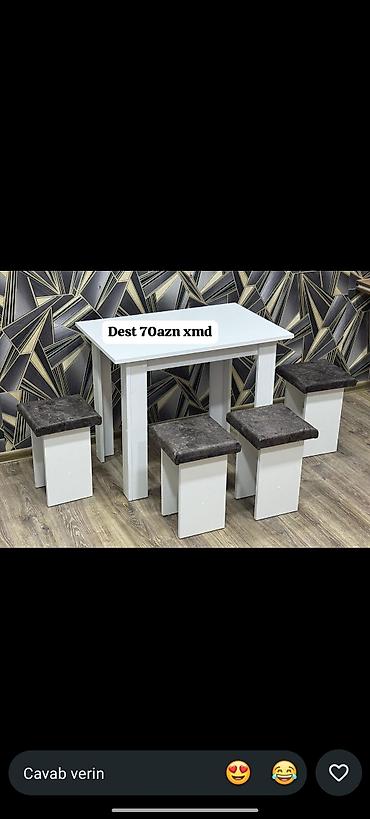 ofis desti: Mətbəx üçün, Yeni, Açılmayan, Dördbucaq masa, 4 stul — 1