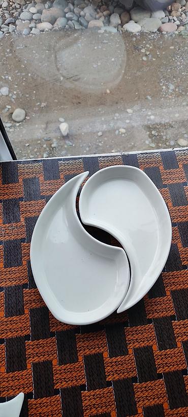 Наборы посуды: (белая керамика/фарфор + стекло): длинная тарелка 63 см 2500сом 1 шт — 9