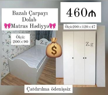 dolablar ucuz: Oğlan və qız üçün, Təknəfərlik çarpayı, Dolab