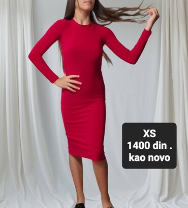 ps crvena haljina: 0101 Brand XS (EU 34), bоја - Crvena, Večernji, maturski, Dugih rukava