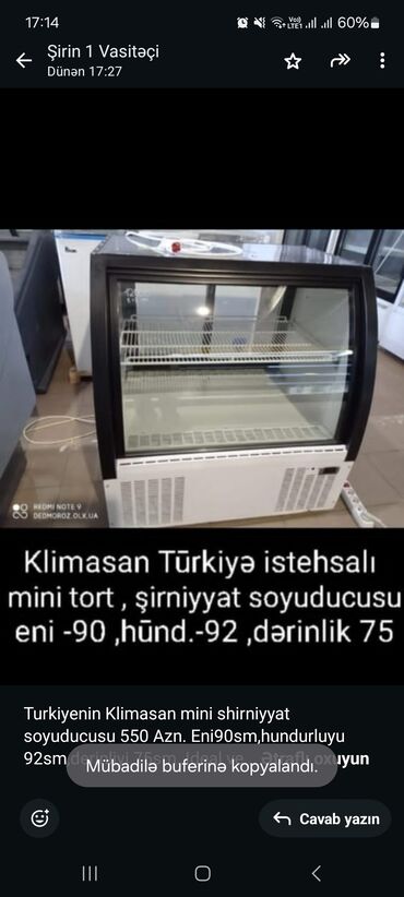 Divanlar: Turkiyenin Klimasan mini shirniyyat soyuducusu 550 Azn