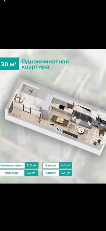 Продажа квартир: 1 комната, 30 м², Элитка, 13 этаж, ПСО (под самоотделку) — 7