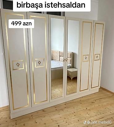 Dolablar: Yeni, 6 qapı, Güzgülü, Bej, Açılan, Düz dolab — 1
