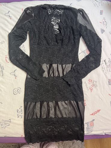 bordo haljina kombinacije: Crna KIKIRIKI haljina, cela u kombinaciji čvrste čipke-eko kože, jako