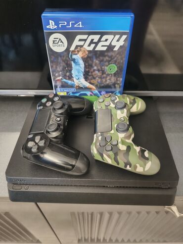 PS4 (Sony Playstation 4): PS4 SLIM 1TB iki pult fc 24 problemsiz CİDDİ ALICIAR ELAQE SAĞLASIN!!!