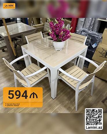 Ev və bağ: Bağ üçün Masa Dəsti - 1 ədəd kvadrat masa + 4 ədəd oturacaq - Rəng — 1