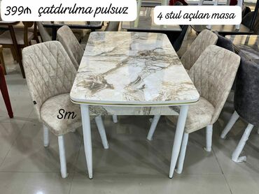 Salon masaları: Möhtəşəm ✨✨ Kuxna üçün stol stul dəsti 4 stul 1 açılan masa✨ Masa