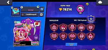 zeng ucun gitara: Brawl Stars oyun hesabı - Kupa yolu: 78 214 - Prestij: 52 - Toplanan — 1