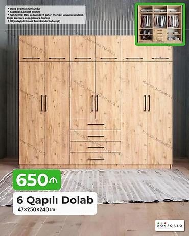 антресоль: Qiymət: 650₼ Məhsulun adı: 6 Qapılı Dolab Təsvir: Altı qapılı və — 1