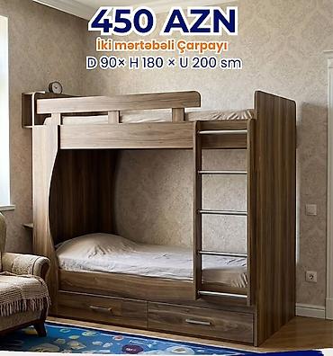 yatag: İki mərtəbəli çarpayı – 450 AZN Ölçülər: Dərinlik 90 sm × Hündürlük — 1