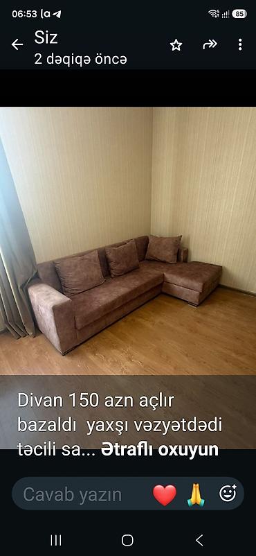 divan ayagi: Divan 150 azn açlır bazaldı yaxşı vəzyətdədi təcili satlır diyə ucuz — 1