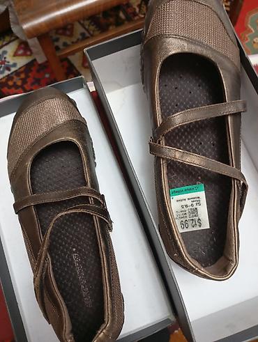 бронзовый: Женские балетки/слипоны Skechers - Модель: Mary Jane с двумя — 1