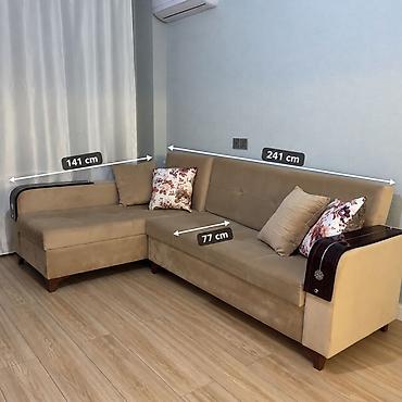 mingəçevirdə divan: Künc divan, İşlənmiş, Açılan, Bazalı, Parça, Çatdırılma yoxdur — 1