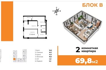 срочно продаю квартиру аламедин базар: 2 комнаты, 70 м², Элитка, 6 этаж, ПСО (под самоотделку)