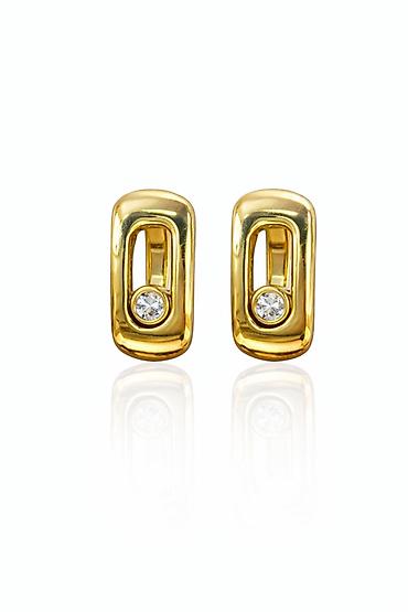 Серьги: Серьги из желтого золота 585 с цирконом — ADAMANT - Артикул: 37588 - — 3