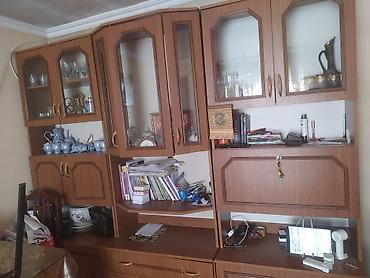 guxna mebeli: Mebeli dəst – vitrinli divar qarnituru - Material: ağac teksturalı — 1