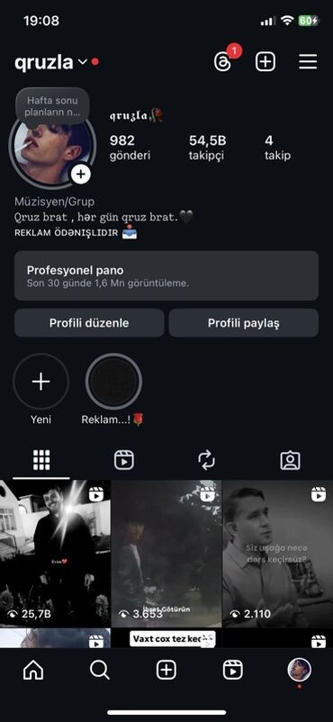 реклама на банере: Xidmət: Instagram səhifəsində reklam yerləşdirilməsi Səhifə: qruzla -