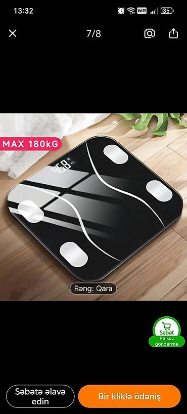 kontakt home ütü: Ağıllı bədən tərəzisi – rəng: qara - Maksimal yük: 180 kq - Rəqəmsal — 1
