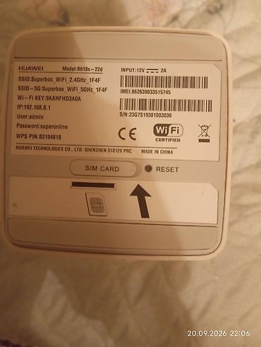 4g mifi modem: 3 ədəd var. Huawei B618s-22d 4G LTE Wi‑Fi router Xüsusiyyətlər — 1
