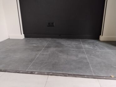 Kafel və metlax: Qranit effektli böyük format döşəmə plitələri – tünd boz - Material — 1