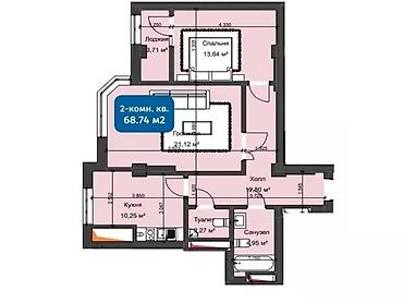 real sight: 2 комнаты, 69 м², Кок-Жар ж/м Элитка, 13 этаж, Дизайнерский ремонт — 8