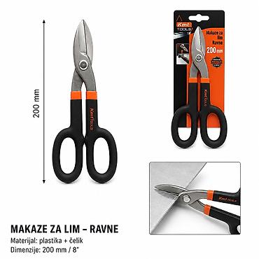 KMT Gvozdena kožna makaze 9363681 Ravne makaze za lim dužine 200 mm