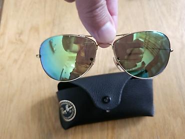 золотистые: Солнцезащитные очки очки, Ray-Ban, Унисекс, Авиатор, Регулируемые носоупоры, Б/у — 2