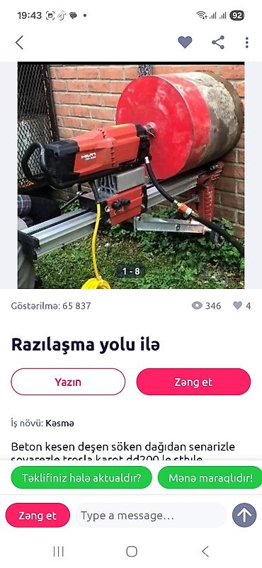 Beton işləri: Beton kəsmə və deşmə xidməti - Armaturlu/armatursuz beton — 4