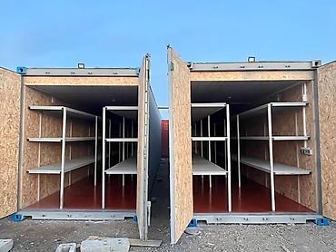 Metal rəflərlə təchiz edilmiş modul konteyner anbar - Tip: 40 futluq