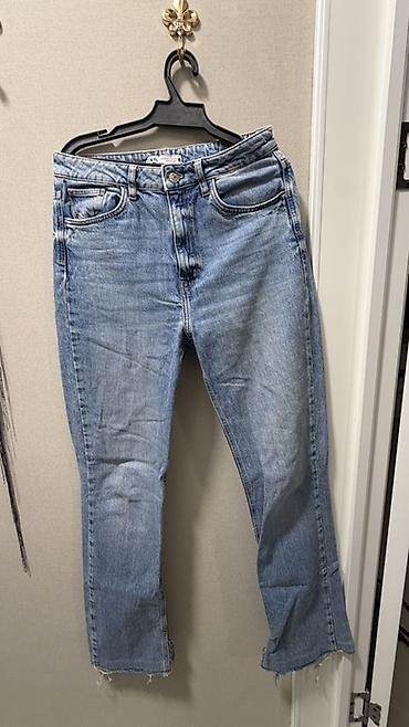 джинсы zara: Джинсы, Прямые, Zara, Средняя талия, Вареные, L — 1