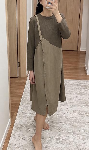 Комбинированное платье свободного кроя. Корея. 1200