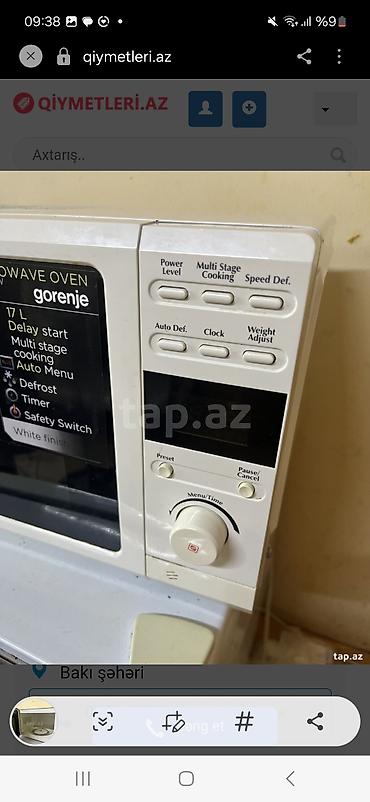 Gorenje mikrodalğalı soba – 17 L Xüsusiyyətlər: - Həcm: 17 litr - lalafo.az -da Gorenje mikrodalğalı soba – 17 L Xüsusiyyətlər: - Həcm: 17 litr -