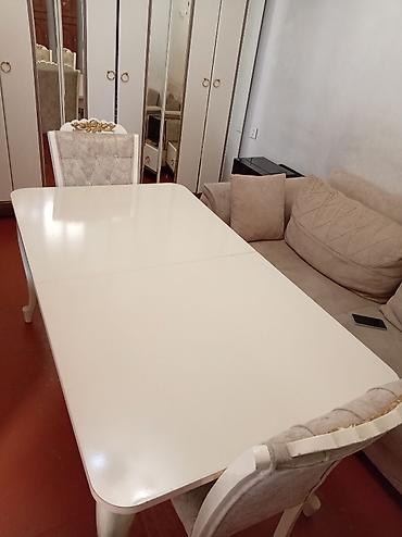 Mebel: Qonaq otağı üçün, İşlənmiş, Açılan, Dördbucaq masa, 6 stul — 1