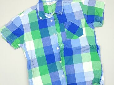 spodnie w kratę chłopięce 164: Koszula 12 lat, stan - Dobry, wzór - Kratka, kolor - Niebieski