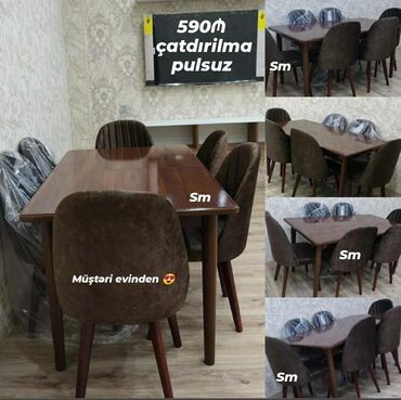 Masa və oturacaq dəstləri: Qonaq otağı üçün, Yeni, 6 stul — 12