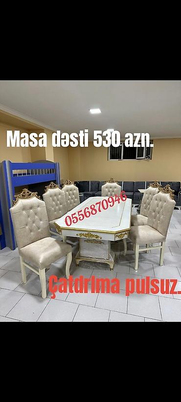 tek termolar: Qonaq otağı üçün, Yeni, Açılmayan, Dördbucaq masa, 6 stul — 9