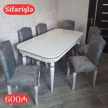 Sifarişlə masa və oturacaq dəstləri: Dördbucaq masa, Qonaq otağı üçün, Digər adam sayı, Zəmanətsiz — 1