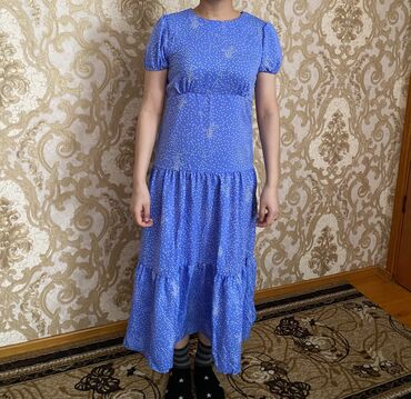 голубое джинсовое платье: Повседневное платье, Лето, Длинная модель, S (EU 36)
