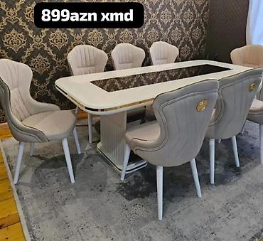 Yemək otağı dəsti - 1 ədəd iri düzbucaqlı masa: ağ rəngdə, qənşərində lalafo.az -da Yemək otağı dəsti - 1 ədəd iri düzbucaqlı masa: ağ rəngdə, qənşərində