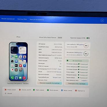 intel i5: IPhone 16 Pro, Б/у, 256 ГБ, Desert Titanium, Зарядное устройство, 81 % — 10