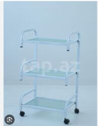 metbext eşyaları: 3 mərtəbəli servis/rəf arabası - Material: metal karkas, şüşə/şüşəyə